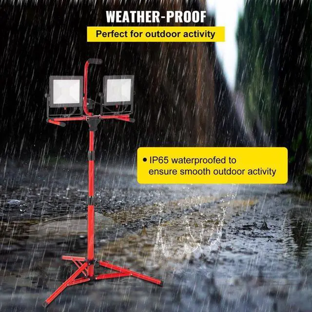 Alt view image 4 of 8 - VEVOR Dual-head Led Work Light 20000 Lumen Led Work Light With Tripod 27.6-68.1"