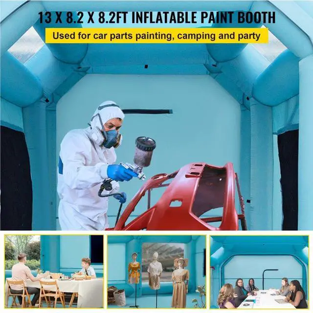 Alt view image 3 of 8 - VEVOR Inflatable Spray Booth Car Paint Tent 13x8x8.2ft Filter System 2 Blowers
