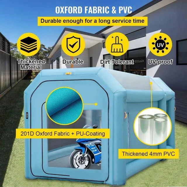 Alt view image 4 of 8 - VEVOR Inflatable Spray Booth Car Paint Tent 13x8x8.2ft Filter System 2 Blowers