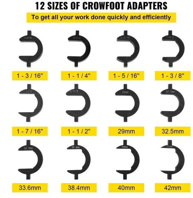 Alt view image 4 of 8 - VEVOR Inner Tie Rod Tool Kit Tie Rod Removal 13 PCS W/ 12 PCS Crowfoot Adapters
