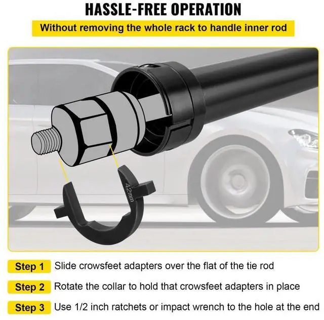 Alt view image 6 of 8 - VEVOR Inner Tie Rod Tool Kit Tie Rod Removal 13 PCS W/ 12 PCS Crowfoot Adapters