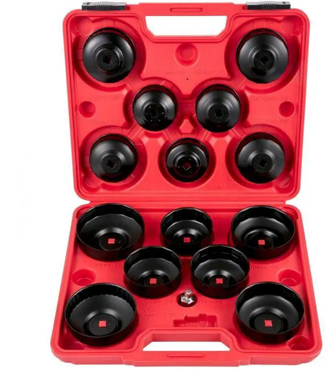 Main image of VEVOR Oil Filter Socket Set, 14 Pcs Oil Filter Wrench Set, Sturdy Steel Oil Filter Socket, 3/8\" Oil Filter Socket, Low Profile Oil Filter Socket Set For Easy Access, Oil Filter Wrench Cap Set with Ca