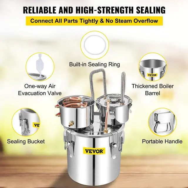 Alt view image 7 of 8 - VEVOR Moonshine Still Water Distiller 13.2gal/50l W/ Thumper Keg & Pump