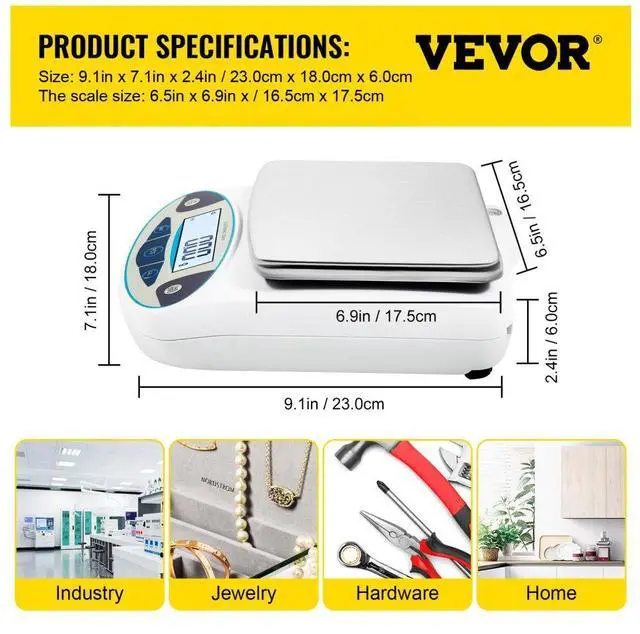 Alt view image 8 of 8 - Vevor Lab Analytical Balance Digital Precision Scale 5000gx0.01g High Precision
