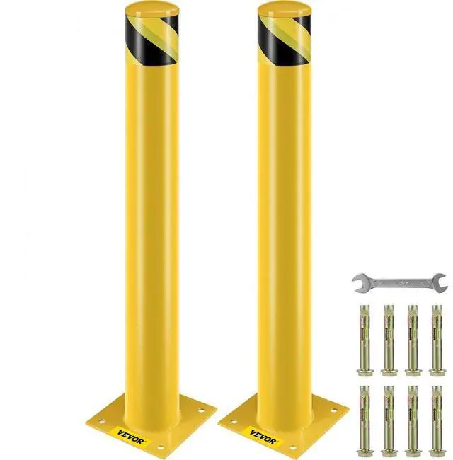 Alt view image 2 of 8 - VEVOR Safety Bollard Steel Bollard Post Yellow Pipe Steel Barrier 36" H 4.5" D