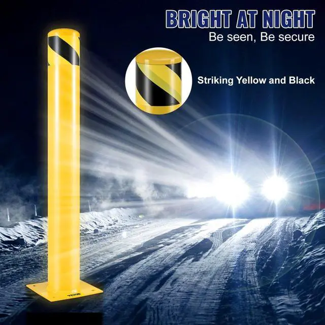 Alt view image 6 of 8 - VEVOR Safety Bollard Steel Bollard Post Yellow Pipe Steel Barrier 36" H 4.5" D