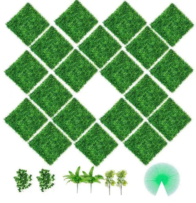 Alt view image 2 of 8 - VEVOR Artificial Boxwood Panel Boxwood Hedge Wall Panel 20pc 20x20" Garden Decor