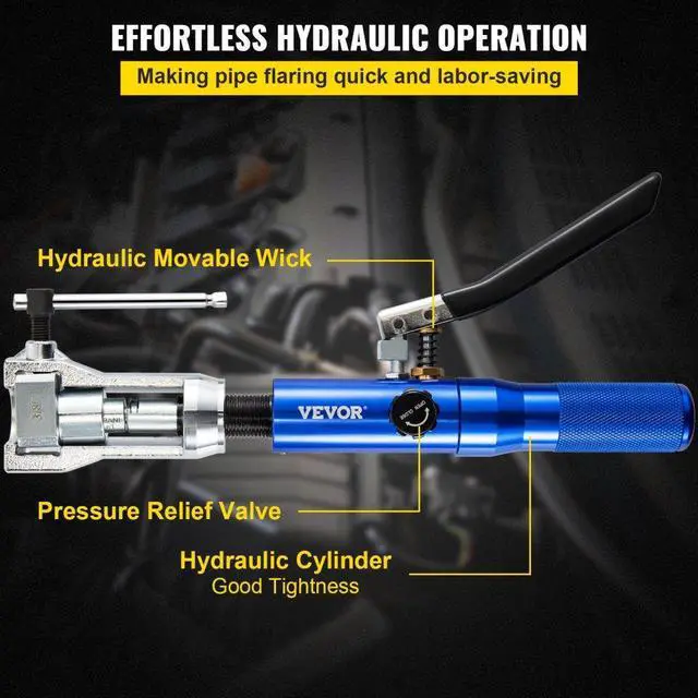 Alt view image 5 of 8 - VEVOR Hydraulic Flaring Tool Kit Double Flaring Tool 45 For 3/16" To 1/2" Tube