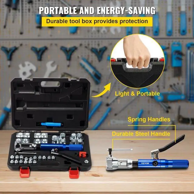 Alt view image 7 of 8 - VEVOR Hydraulic Flaring Tool Kit Double Flaring Tool 45 For 3/16" To 1/2" Tube