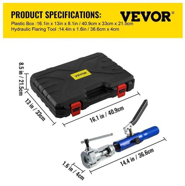 Alt view image 8 of 8 - VEVOR Hydraulic Flaring Tool Kit Double Flaring Tool 45 For 3/16" To 1/2" Tube
