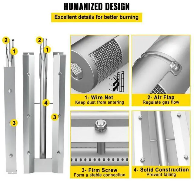 Alt view image 6 of 8 - Vevor Bbq Burners Replacement Burner Grill Part Kit Stainless Steel Gas Bbq Part