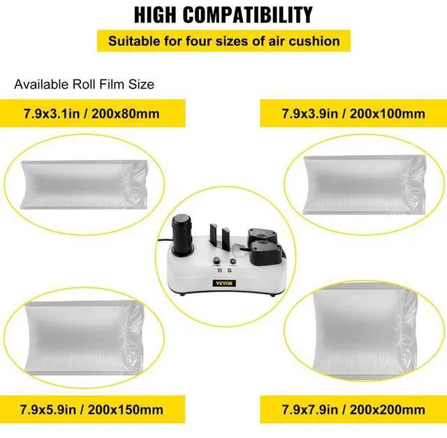 Alt view image 5 of 8 - VEVOR Air Cushion Machine Air Pillow Machine 7.2-7.8 Ft/min Bubble Sealing Speed