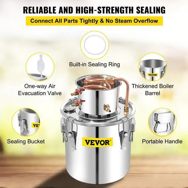 Alt view image 7 of 8 - VEVOR Moonshine Still Water Distiller Brewing Kit 13.2gal W/ Water Pump