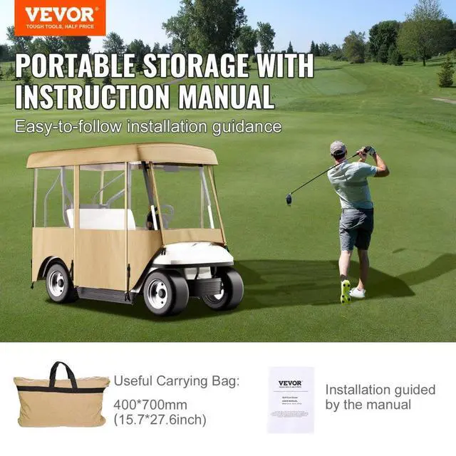 Alt view image 8 of 8 - 4 Passenger Golf Cart Cover Enclosure Fit Ezgo Yamaha Club Car Waterproof 79"