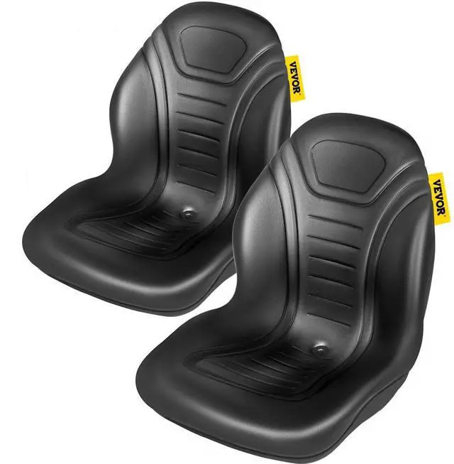 Alt view image 2 of 8 - VEVOR Universal Tractor Seat Replacement 2 Pack, Compact High Back Mower Seat Pair, Black Vinyl Forklift Seat, Central Drain Hole Skid Steer Seat with Mounting Bolt Patterns