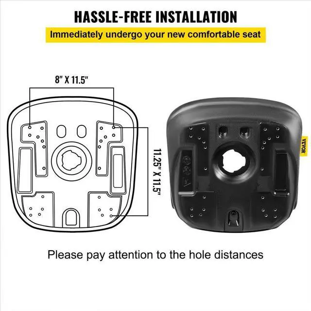 Alt view image 7 of 8 - VEVOR Universal Tractor Seat Replacement 2 Pack, Compact High Back Mower Seat Pair, Black Vinyl Forklift Seat, Central Drain Hole Skid Steer Seat with Mounting Bolt Patterns