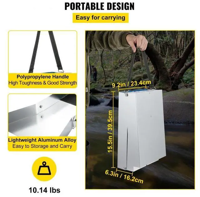 Alt view image 4 of 8 - VEVOR Folding Aluminum Alloy Sluice Box, Compact 50" Sluice Boxes for Gold, Lightweight Gold Sluice Equipment, Portable Sluice Boxes w/Miner's Moss, River, Creek, Gold Panning, Prospecting, Dredging
