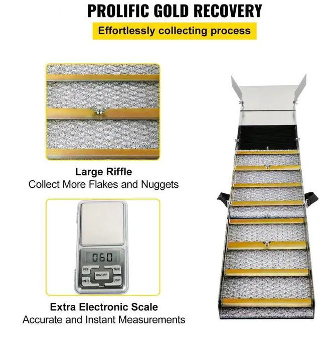 Alt view image 7 of 8 - VEVOR Folding Aluminum Alloy Sluice Box, Compact 50" Sluice Boxes for Gold, Lightweight Gold Sluice Equipment, Portable Sluice Boxes w/Miner's Moss, River, Creek, Gold Panning, Prospecting, Dredging