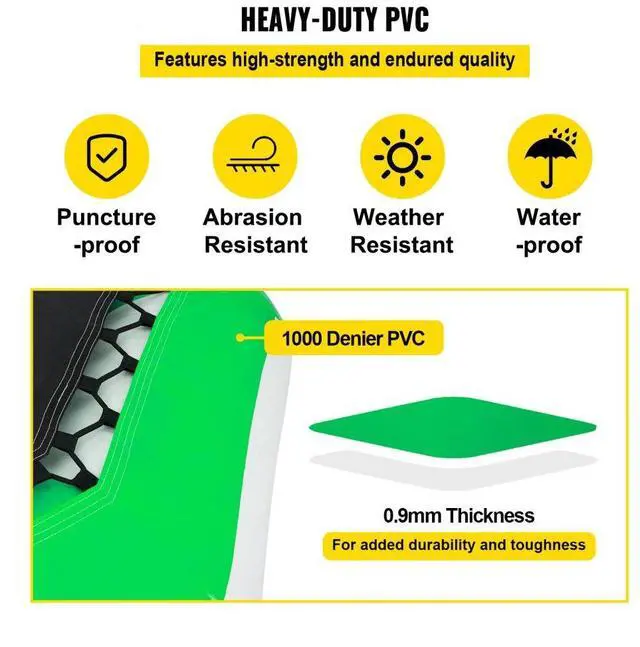 Alt view image 5 of 8 - VEVOR Inflatable Water Trampoline 10FT , Round Inflatable Water Bouncer with 4-Step Ladder, Water Trampoline in Green and White for Water Sports.