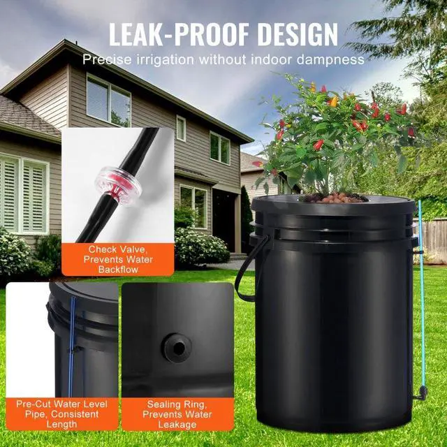 Alt view image 5 of 8 - VEVOR DWC Hydroponic System, 5 Gallon 4 Buckets, Deep Water Culture Growing Bucket, Hydroponics Grow Kit with Pump, Air Stone and Water Level Device, for Indoor/Outdoor Leafy Vegetables