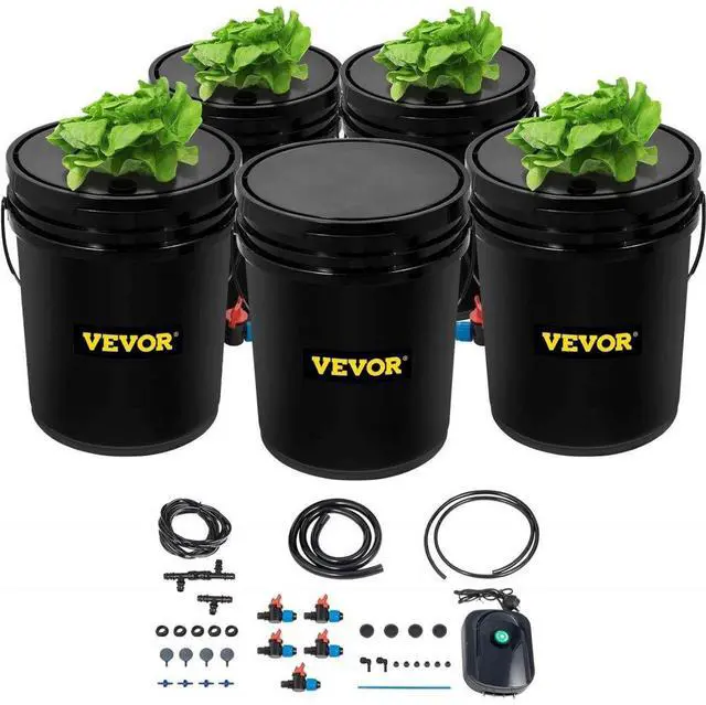 Alt view image 2 of 8 - VEVOR Hydroponics Deep Water Culture DWC Hydroponic System 5 Gallon 5 Buckets
