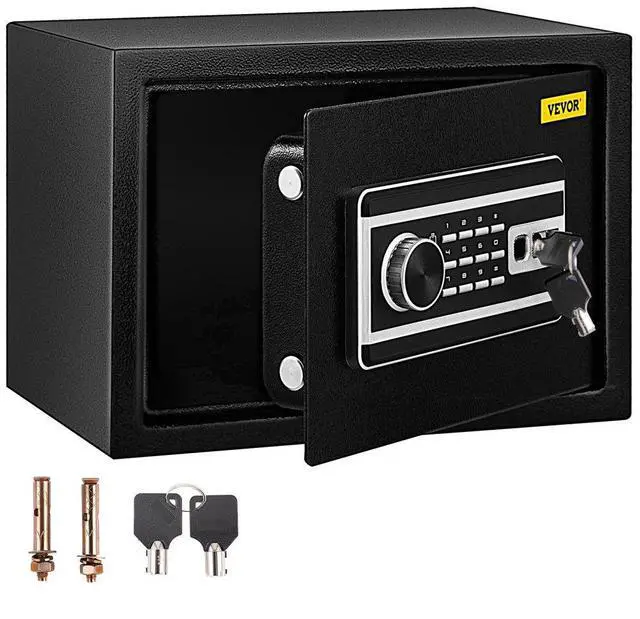 Alt view image 2 of 15 - VEVOR Safe Box, 0.8 CU.FT Fingerprint Safe Box for Money w/ 2 Keys & Digital Keypad, Q235 Steel Safe Box for Storing Cash, Jewelry, Pistols, Documents, Watches in Home & Office & Hotel