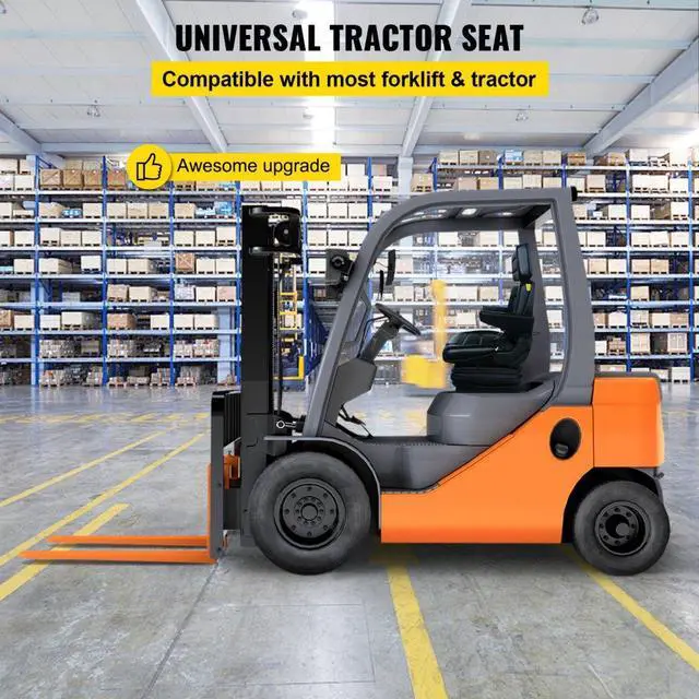 Alt view image 3 of 8 - VEVOR Suspension Seat Adjustable Backrest Headrest Armrest, Forklift Seat With Slide Rails, Foldable Heavy Duty for Tractor Forklift Excavator Skid Steer