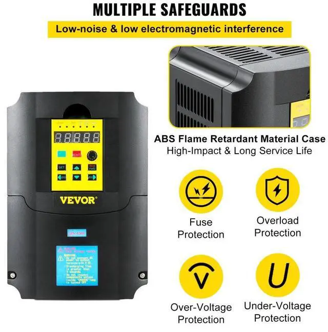 Alt view image 5 of 15 - VEVOR Variable Frequency Drive, AC 220V Input 4KW Variable Frequency CNC Drive Inverter Converter, VFD 5.5HP 1 or 3 Phase Input, 3 Phase Output, CNC Motor Inverter Converter for Motor Speed Control