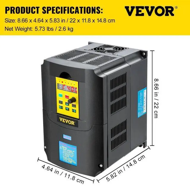 Alt view image 8 of 15 - VEVOR Variable Frequency Drive, AC 220V Input 4KW Variable Frequency CNC Drive Inverter Converter, VFD 5.5HP 1 or 3 Phase Input, 3 Phase Output, CNC Motor Inverter Converter for Motor Speed Control