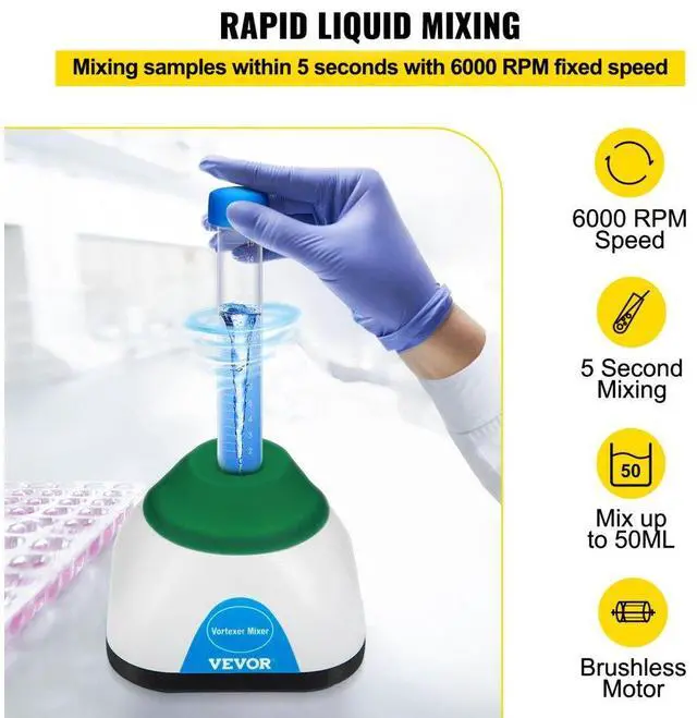 Alt view image 4 of 8 - VEVOR Vortex Mixer, 6000rpm Mini Vortex Mixer Shaker Touch Function USB Charging Vortex Shaker, Mix Up to 50ML 6mm Orbital Diameter for Paint Tattoo Ink Test Tube Nail Polish, Test Tube Included