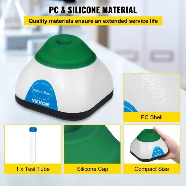 Alt view image 6 of 8 - VEVOR Vortex Mixer, 6000rpm Mini Vortex Mixer Shaker Touch Function USB Charging Vortex Shaker, Mix Up to 50ML 6mm Orbital Diameter for Paint Tattoo Ink Test Tube Nail Polish, Test Tube Included