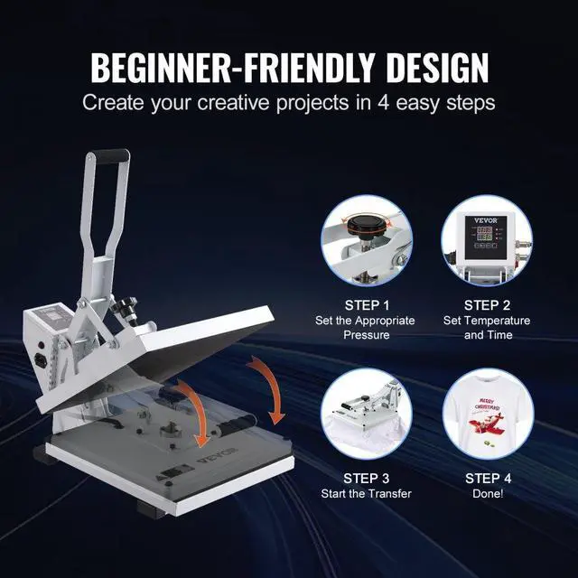 Alt view image 7 of 8 - VEVOR Heat Press, 15x15 Heat Press Machine, Fast Heating, High Pressure Heat Press Machine for T-Shirt, Power Digital Industrial Sublimation Printer for Heat Transfer Vinyl, Easy to Use, White