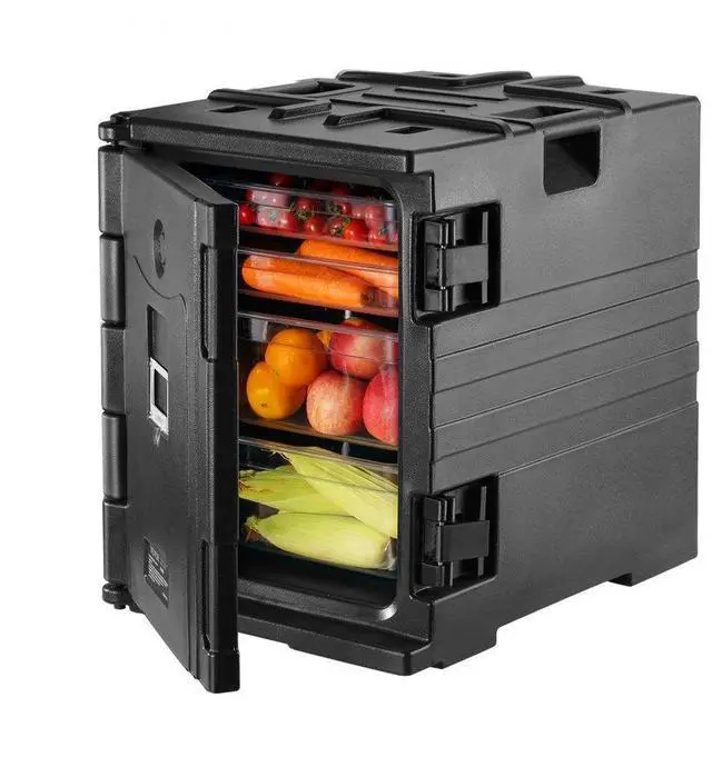 Alt view image 2 of 16 - VEVOR Insulated Food Pan Carrier, 82 Qt Hot Box for Catering, LLDPE Food Box Carrier w/ Double Buckles, Front Loading Food Warmer w/ Handles, Stackable End Loader for Restaurant, Canteen, etc. Black