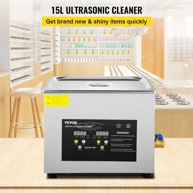 Alt view image 4 of 9 - VEVOR 15l Ultrasonic Cleaner Heater Timer 600w 40khz Jewelry Cleaning Machine