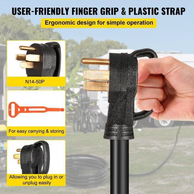 Alt view image 7 of 8 - VEVOR 15FT Generator Power Cord 50-Amp 125/250-volt 14-50P to CS6364 Locking Connector