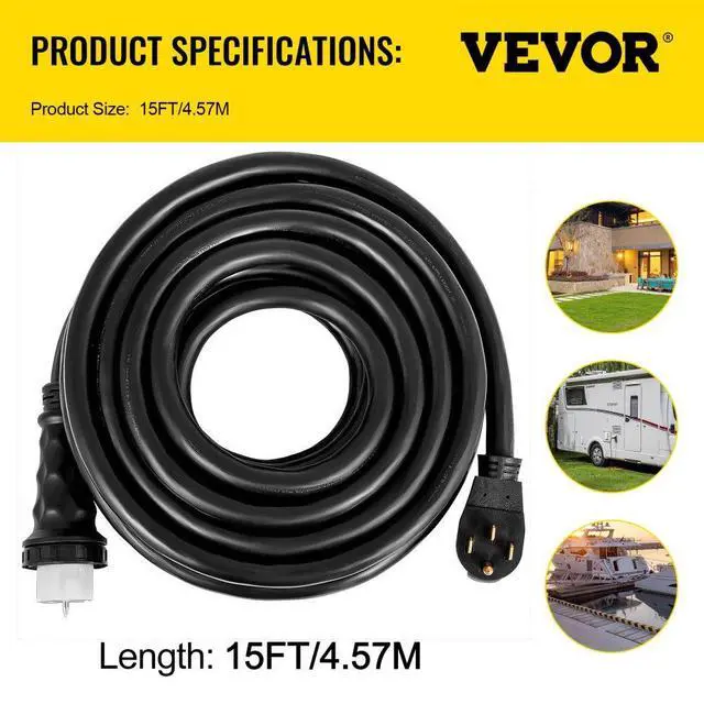 Alt view image 8 of 8 - VEVOR 15FT Generator Power Cord 50-Amp 125/250-volt 14-50P to CS6364 Locking Connector