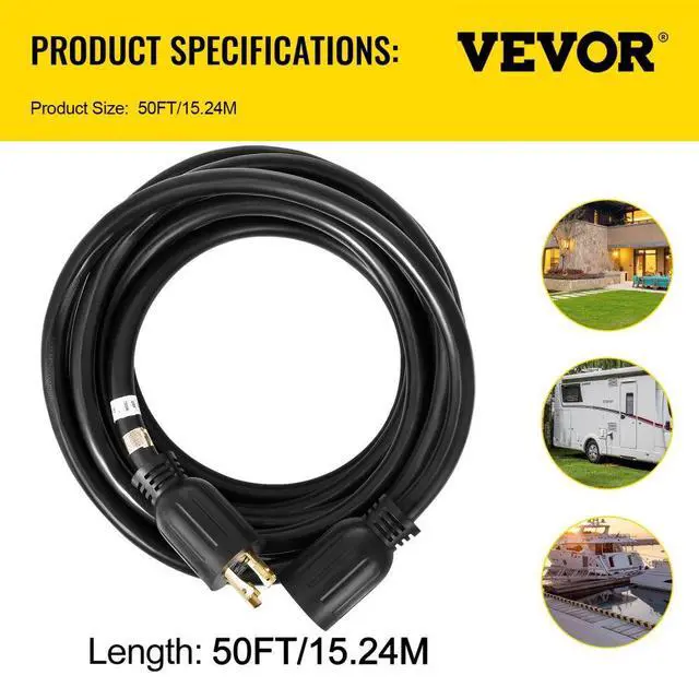 Alt view image 9 of 9 - VEVOR 50ft 30a Generator Extension Cord 50 Foot Twist Lock 30 Amp Street Price Popular