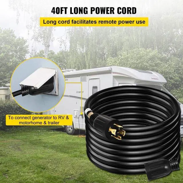 Alt view image 6 of 9 - VEVOR Generator Extension Cord 40' 10/4 Power Cable 30 Amp Adapter Plug Copper Wire