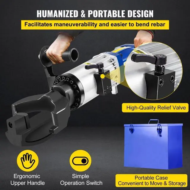 Alt view image 7 of 8 - VEVOR Electric Hydraulic Rebar Bender 22mm 7/8" 1200w Hand Held Rebar Bending