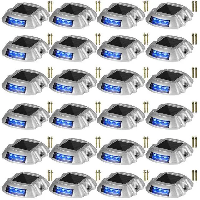 Alt view image 2 of 8 - VEVOR Driveway Lights, Solar Driveway Lights 24-pack Solar Dock Lights W/ Switch, Blue