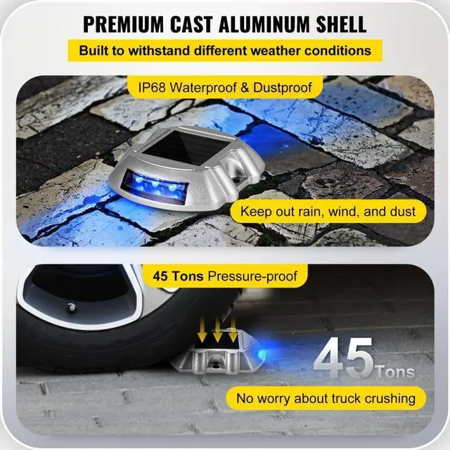 Alt view image 5 of 8 - VEVOR Driveway Lights, Solar Driveway Lights 24-pack Solar Dock Lights W/ Switch, Blue