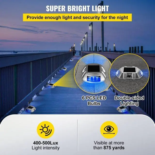 Alt view image 6 of 8 - VEVOR Driveway Lights, Solar Driveway Lights 24-pack Solar Dock Lights W/ Switch, Blue