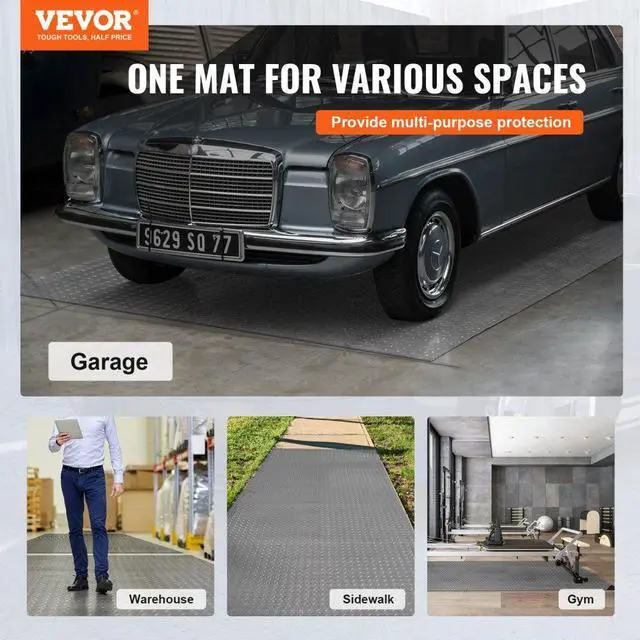 Alt view image 3 of 8 - VEVOR Garage Floor Mat Garage Flooring Roll 4.9x19ft Anti-Slip Silver PVC Vinyl