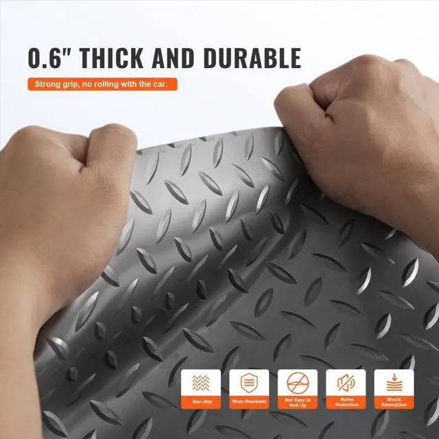 Alt view image 4 of 8 - VEVOR Garage Floor Mat Garage Flooring Roll 4.9x19ft Anti-Slip Silver PVC Vinyl