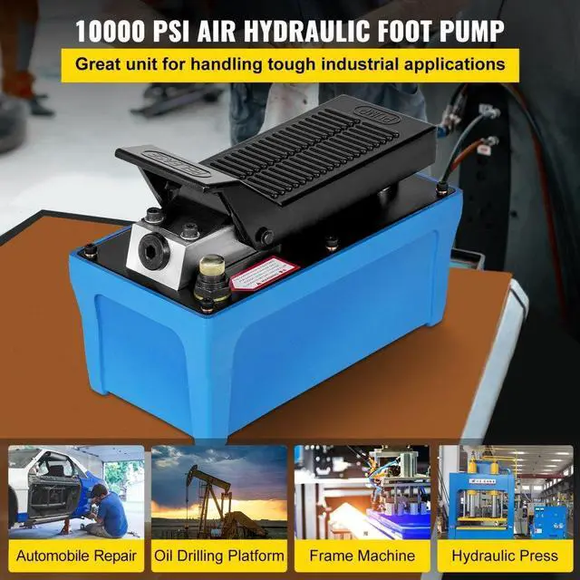 Alt view image 5 of 10 - VEVOR 10000psi Air Hydraulic Foot Operated Pump With 6ft Hose Single Acting