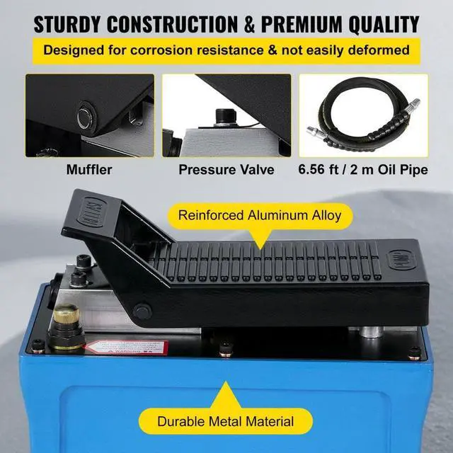 Alt view image 9 of 10 - VEVOR 10000psi Air Hydraulic Foot Operated Pump With 6ft Hose Single Acting