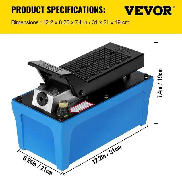 Alt view image 10 of 10 - VEVOR 10000psi Air Hydraulic Foot Operated Pump With 6ft Hose Single Acting
