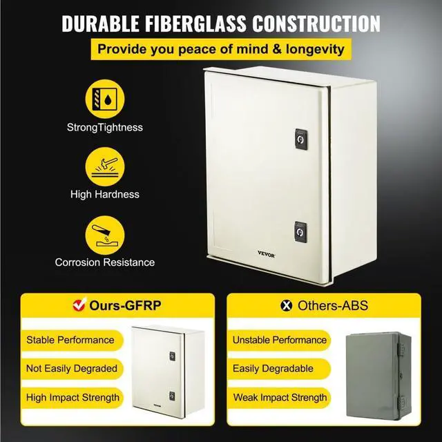 Alt view image 4 of 8 - VEVOR Fiberglass Enclosure Electrical Enclosure Box 15.7 x 11.8 x7.9" Wall Mount