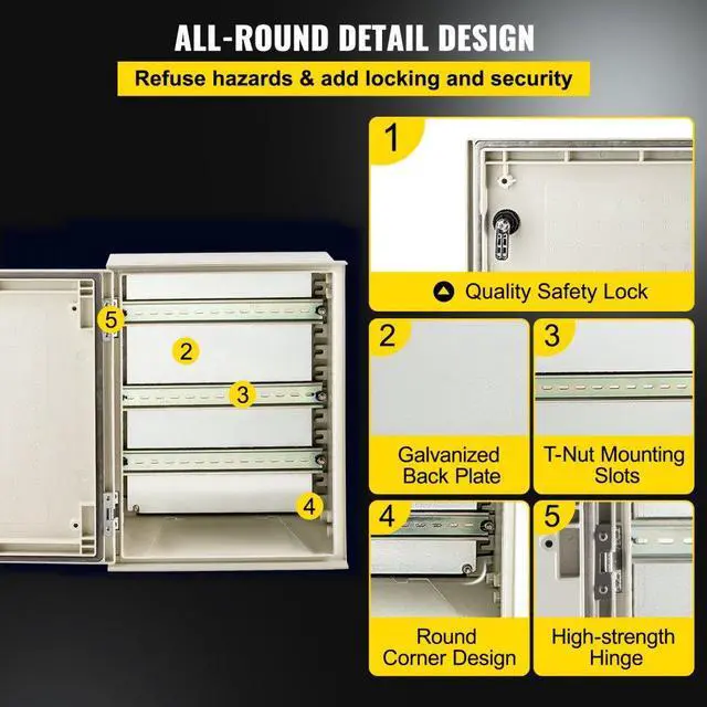 Alt view image 6 of 8 - VEVOR Fiberglass Enclosure Electrical Enclosure Box 15.7 x 11.8 x7.9" Wall Mount