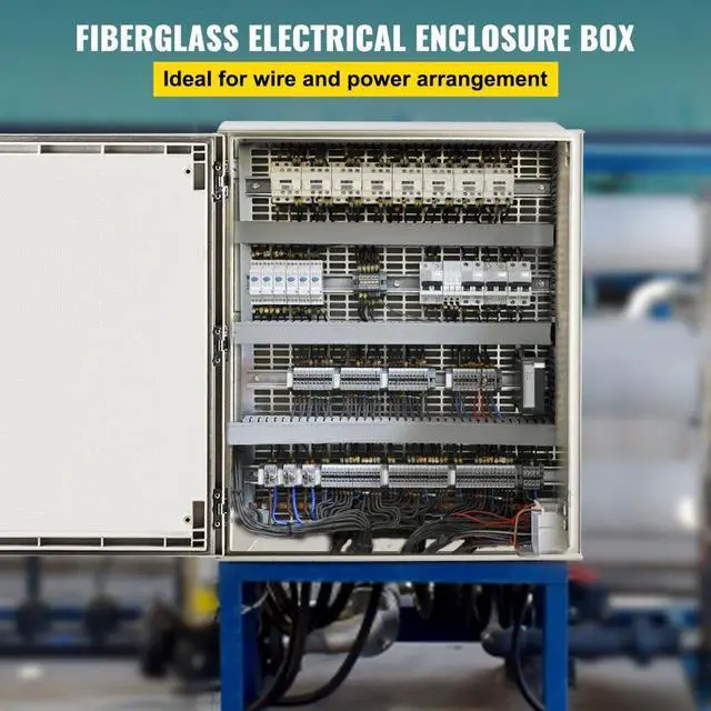 Alt view image 3 of 8 - VEVOR Fiberglass Enclosure Electrical Enclosure Box 23.6 X 19.7 X9.1" Wall Mount
